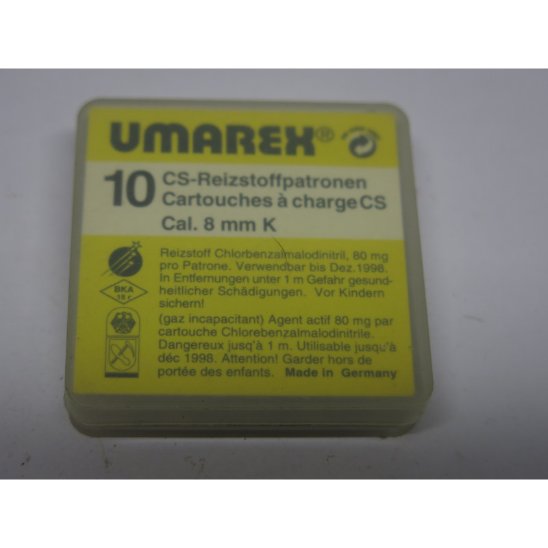 Boite de 10 cartouches UMAREX calibre 8 mm K  gaz CS 
