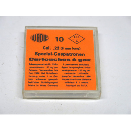 Boite de 10 cartouches Wadie calibre 22 gaz CS