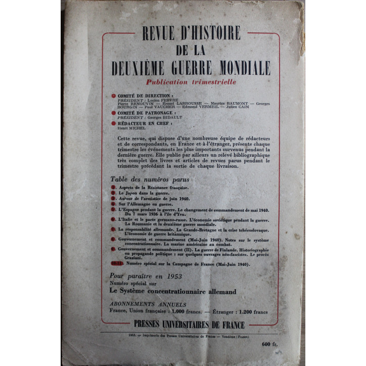 Livre La campagne de France (Mai - Juin 1940) - Edition 1953