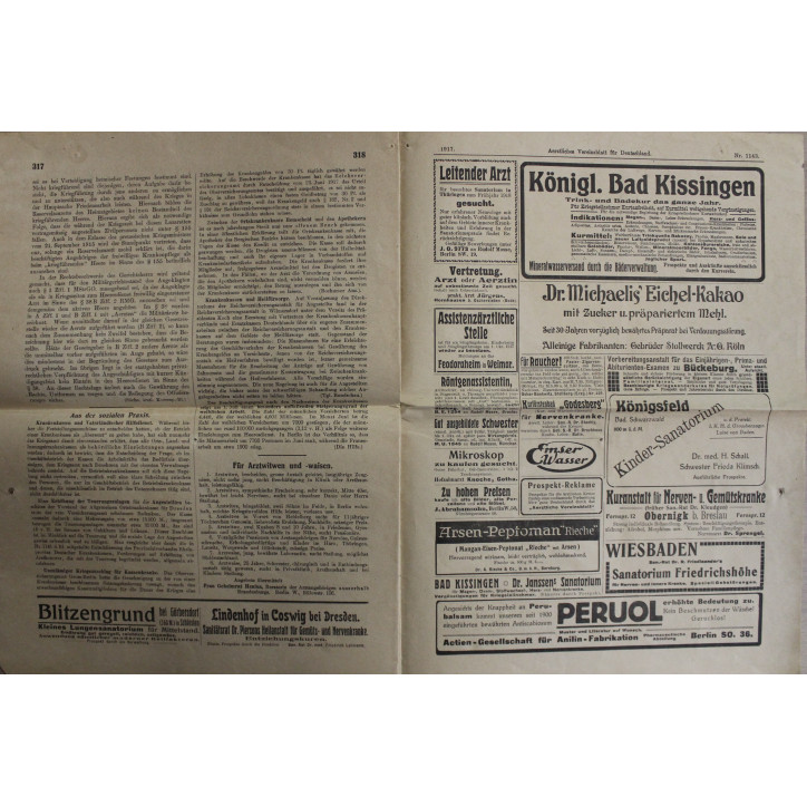 Journal Aerztliches Vereinsblatt Für Deutschland du 4 September 1917
