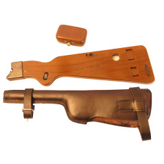 Crosse bois avec étui cuir pistolet Borchardt