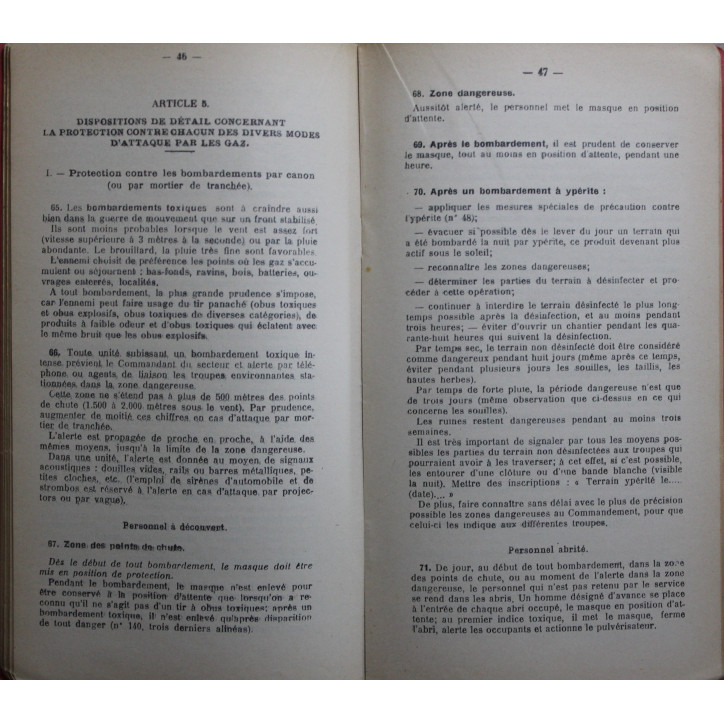 Livret d'instruction provisoire sur la protection contre les gaz de combat - Annexe No 7