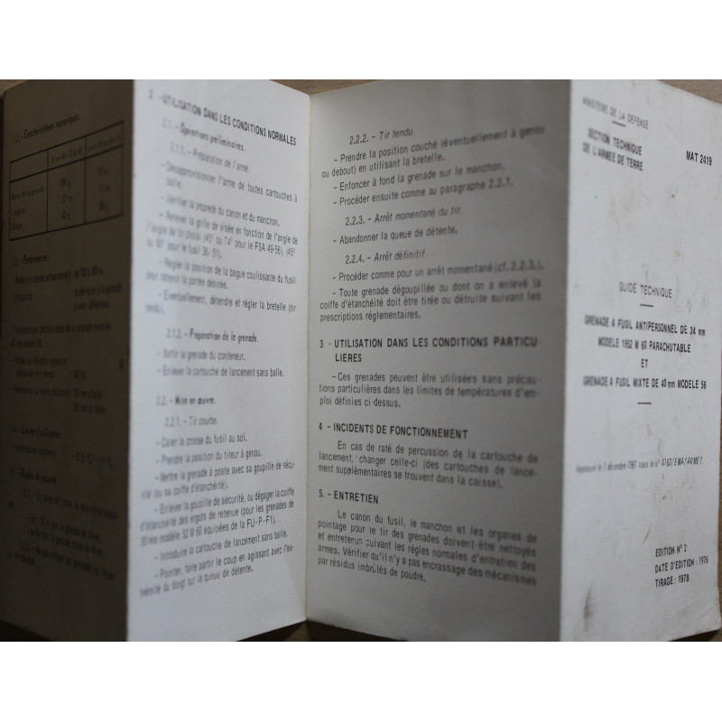Guide technique de Grenade à fusil antipersonnel de 34 mm Mle 1952 et 40 mm Mle 56