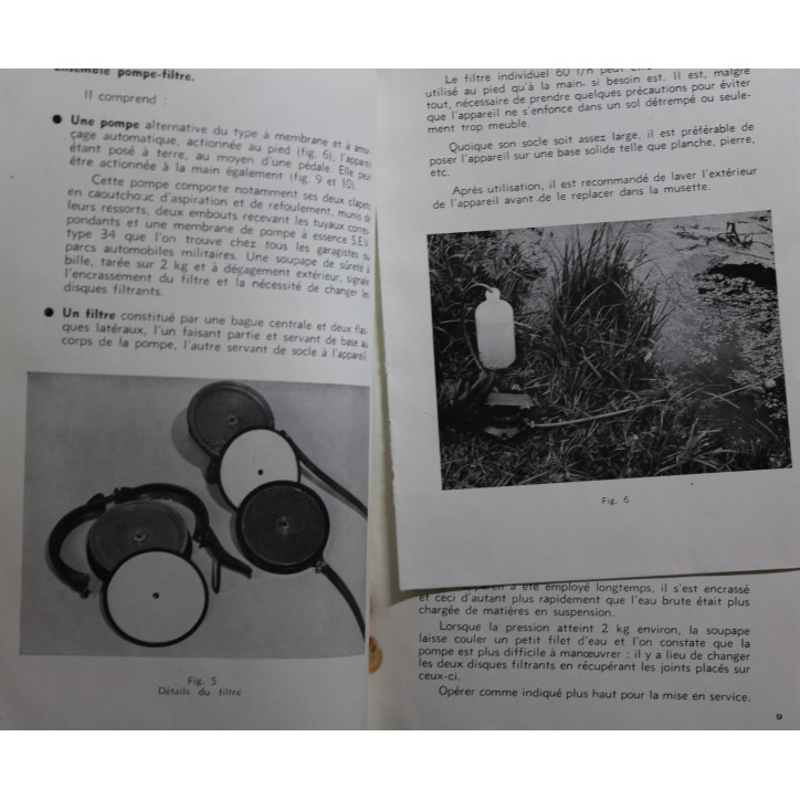 Notice technique de conduite et d'entretien de l'appareil d'épuration des eaux Mle 1957