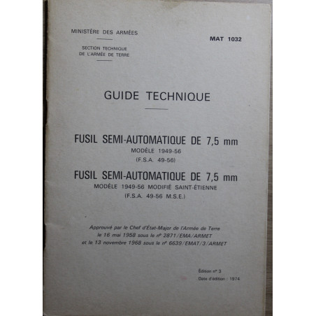 Guide technique fusil semi-automatique de 7.5 mm Mle 49-56