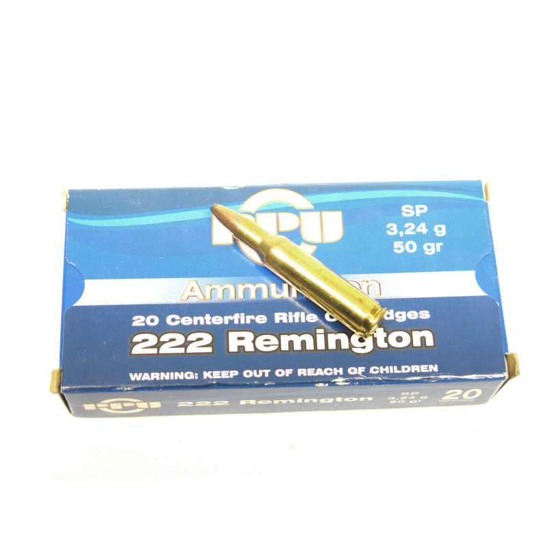 Boite de 20 cartouches 222 Remington PPU 50 Gr