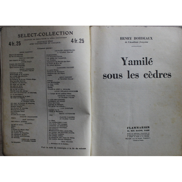 Yamilé sous les cèdres de Henry Bordeaux - Select-Collection