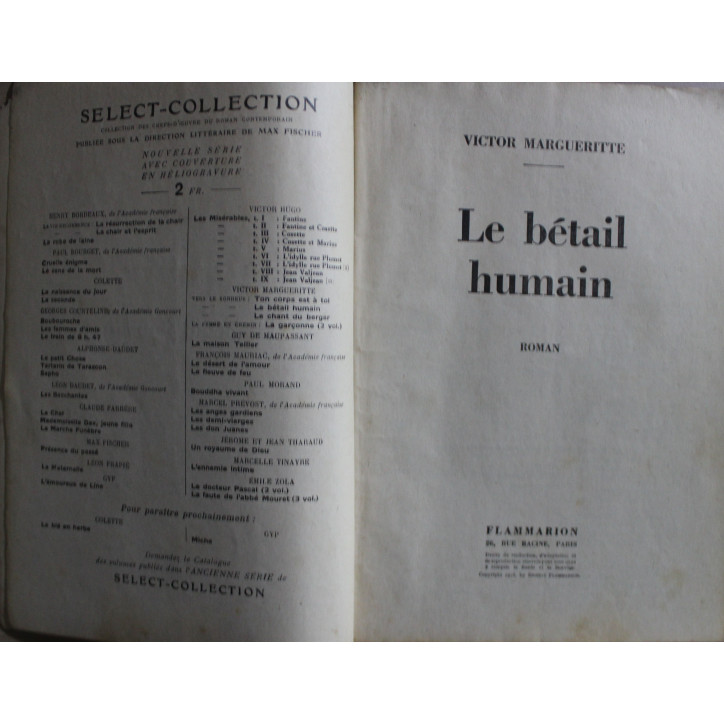 Le bétail humain de Victor Margueritte - Select-Collection