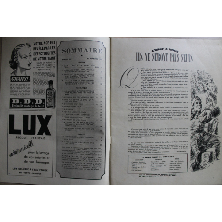Revue Marie Claire de Novembre 1939 No 141