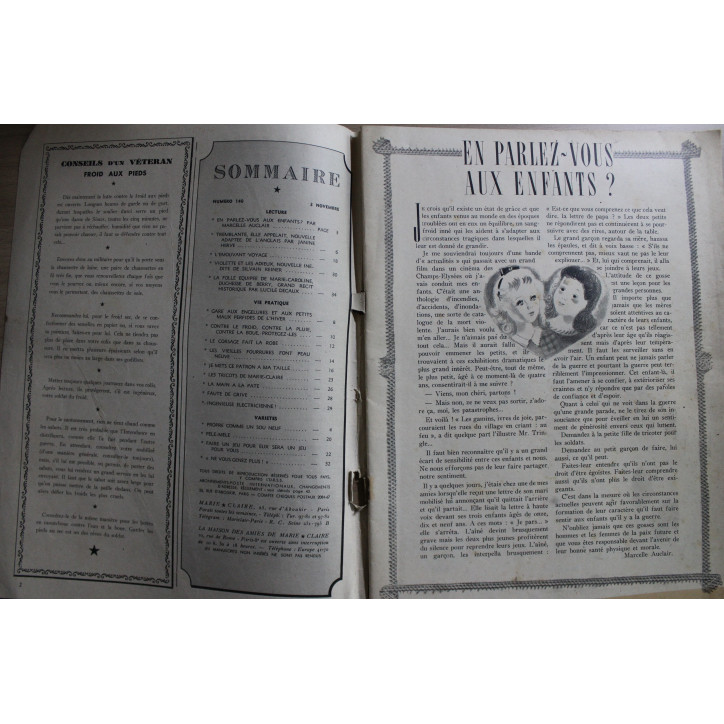 Revue Marie Claire de Novembre 1939 No 140