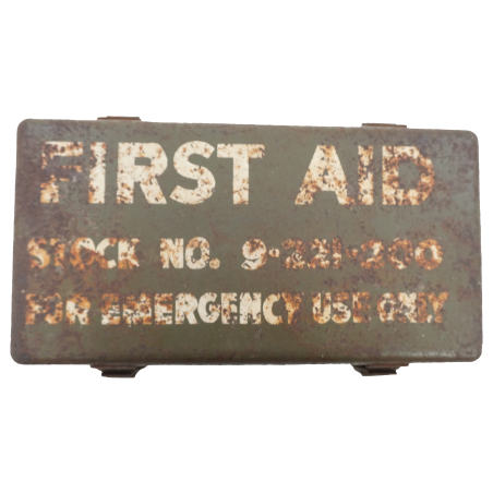 Boîte Originale US "First Aid - For emergency Use only" de véhicule et Jeep WW2