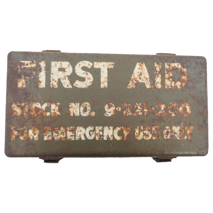 Boîte Originale US "First Aid - For emergency Use only" de véhicule et Jeep WW2