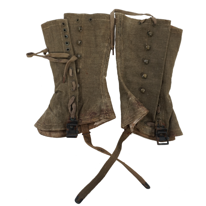 Paire de guêtres de l'armée française des années 50, époque Algérie/Indochine