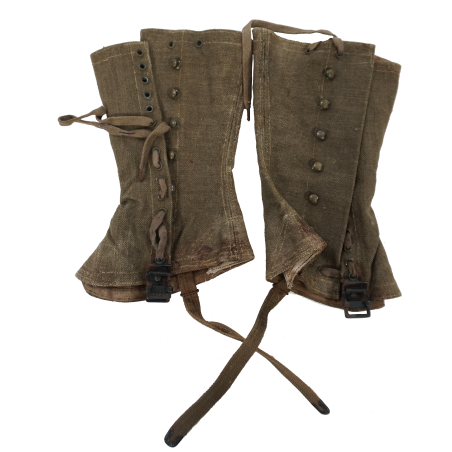 Paire de guêtres de l'armée française des années 50, époque Algérie/Indochine