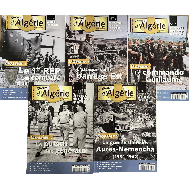 Lot de 5 Magazines La Guerre d'Algérie No 13, 14, 15, 16 & 17