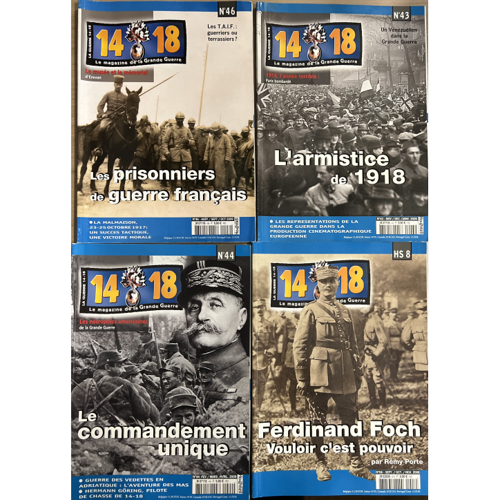 Lot de 3 revues 14-18 Le magazine de la Grande Guerre (43,44,46) et un Hors Série No 8