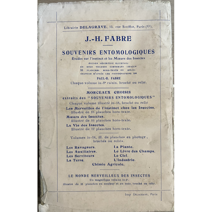 Livre La vie des insectes de J-H- Fabre