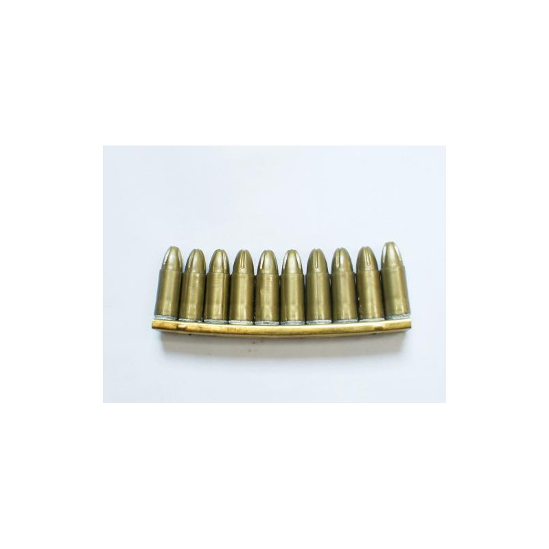 Lame C96 Mauser avec 10 cartouches 9 para a blanc dorée