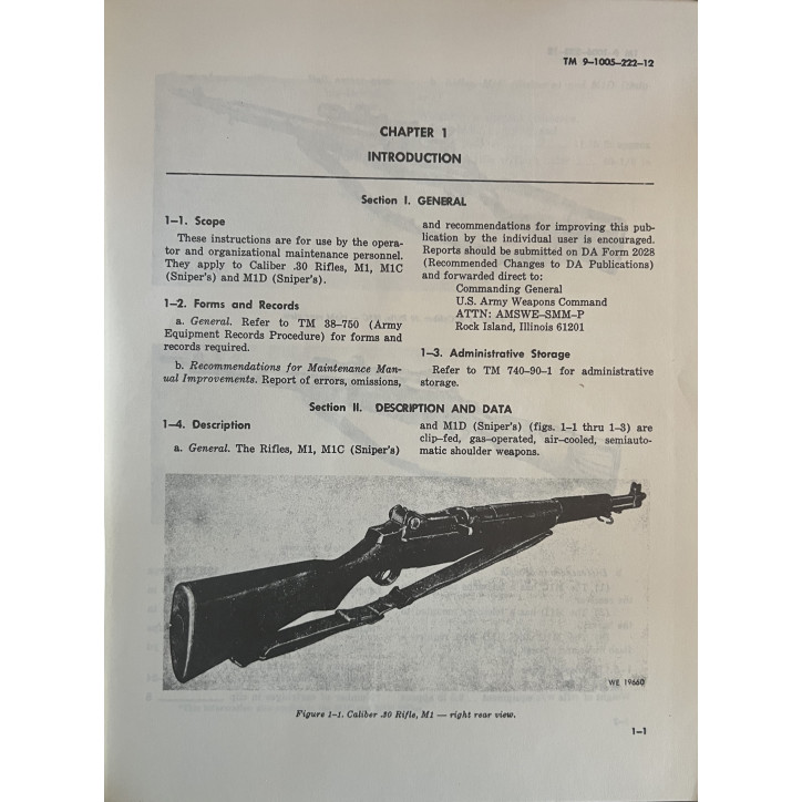 Operator and organizational maintenance manual. Rifle caliber .30
