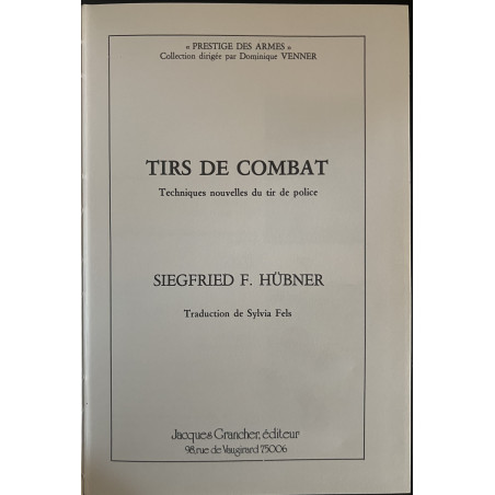 Livre Tirs de combat : Techniques nouvelles di tir de police