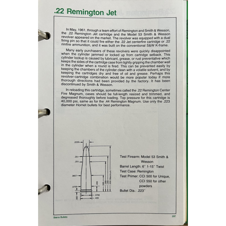 Classeur Reloading manual Sierrz Bullets - 2nd édition