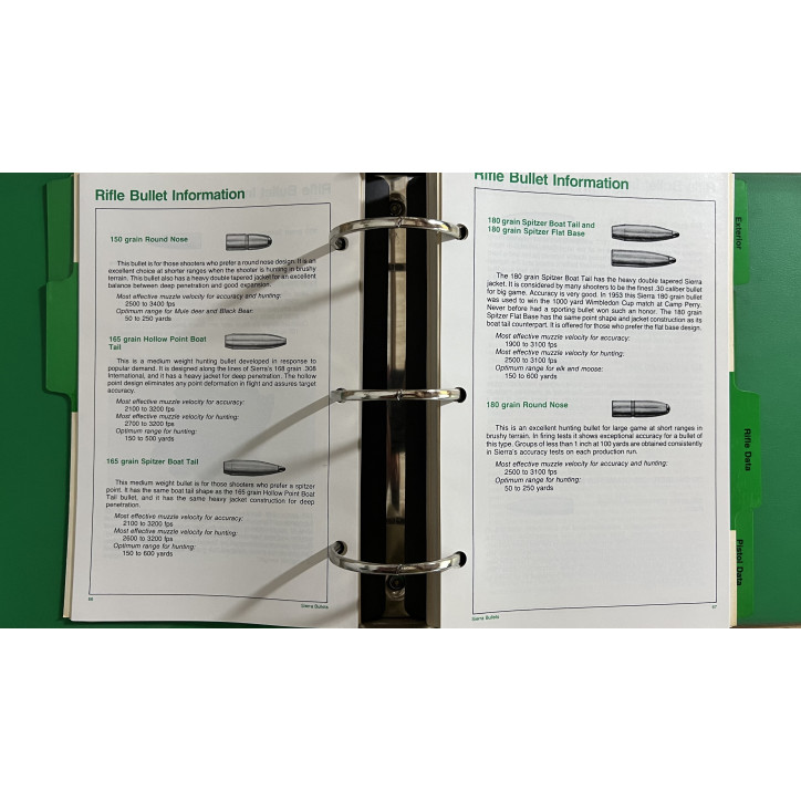 Classeur Reloading manual Sierrz Bullets - 2nd édition