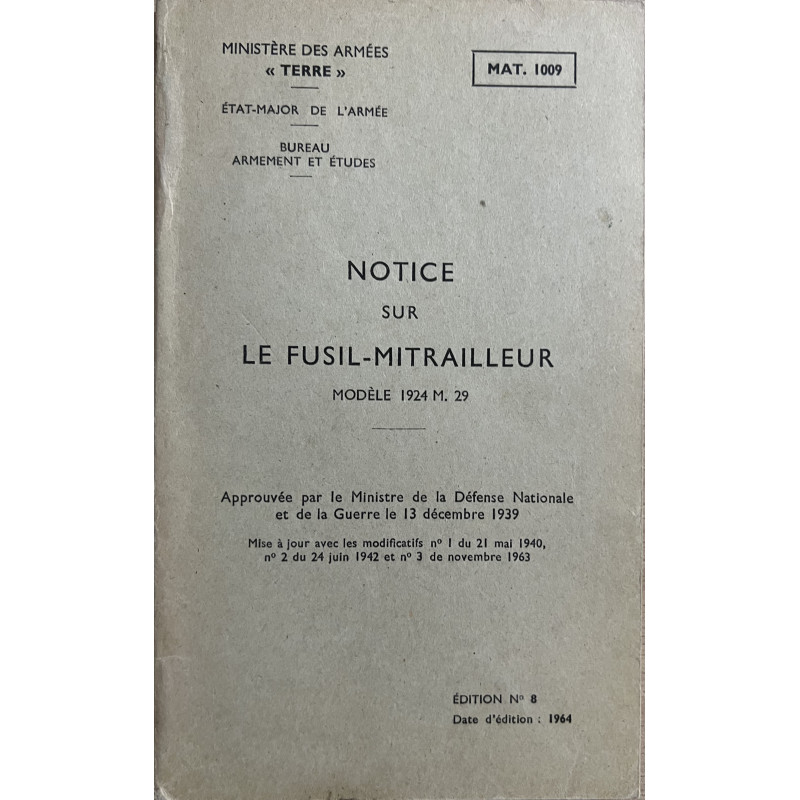 Notice sur le fusil-Mitrailleur Modèle 1924 M.29