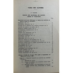 Livre Matériels de guerre armes et munitions  - Régime