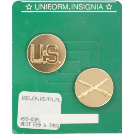 Jeu d' insignes pour uniforme de l'US Army US / Artillerie