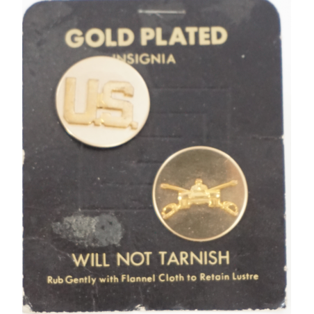 Jeu d' insignes pour uniforme de l'US Army US/Armored Gold Plated (ref7)