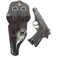 Etui en cuir noir pour Walther PP après guerre