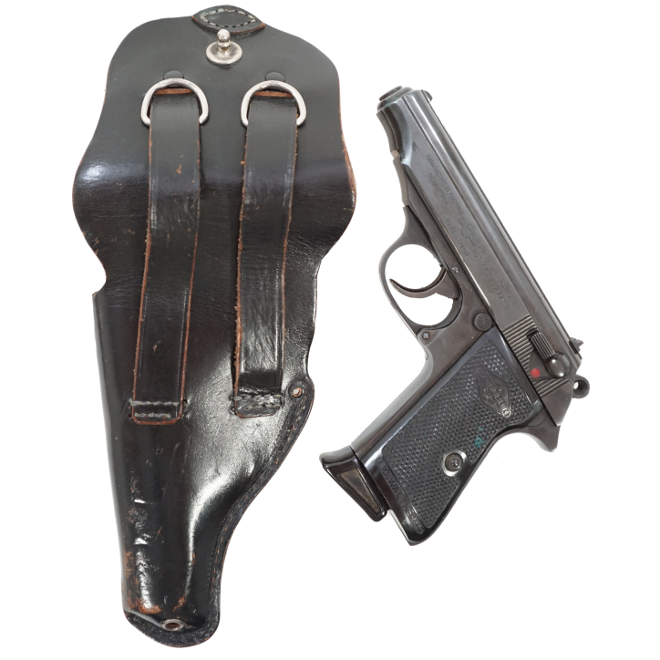 Etui en cuir noir pour Walther PP après guerre