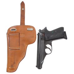 Etui cuir marron pour Walther PP fabrication de résistants WW2