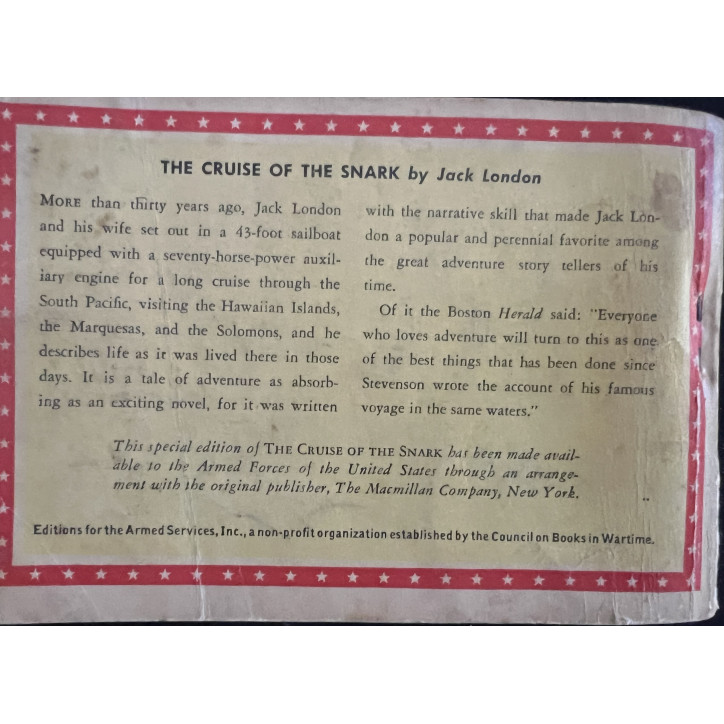 Livre The cruise of the Snark - Jack London - Armed services édition