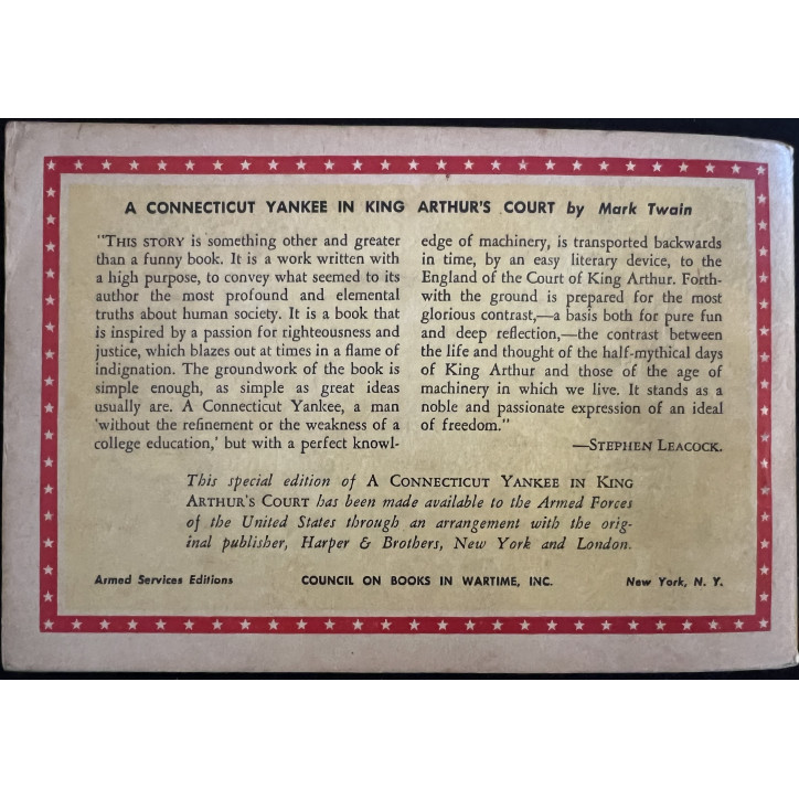 Livre A Connecticut Yankee in king Arthur's Court by Mark Twain - Armed services edition