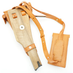 Etui cuir avec crosse bois Luger P08 Marine