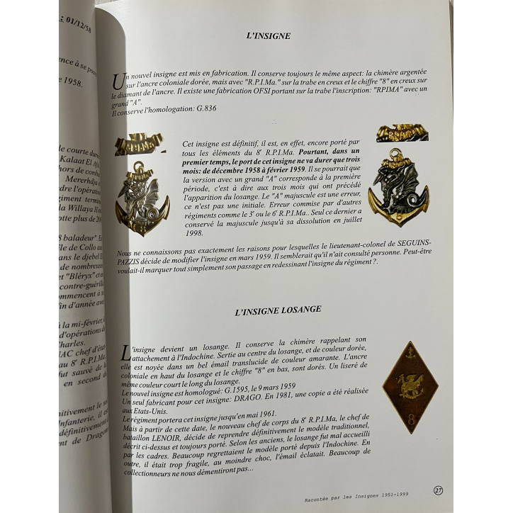 Livre L'Histoire du "8" racontée par les insignes 1951 - 1999 de J.-J. Denizot et J.-L. Trinques