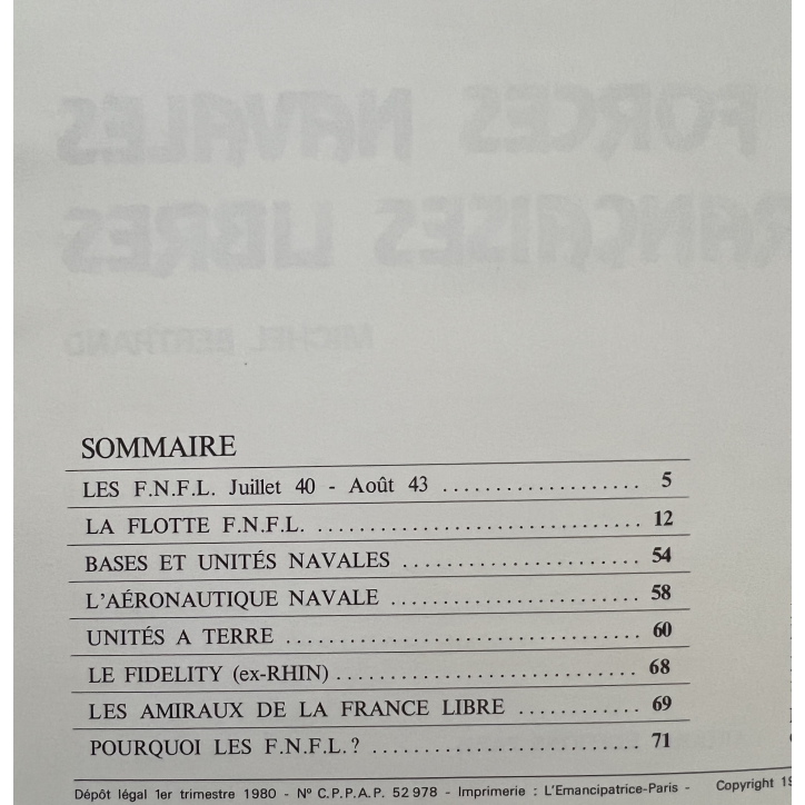 Livre Les forces navales françaises libres de Michel Bertrand