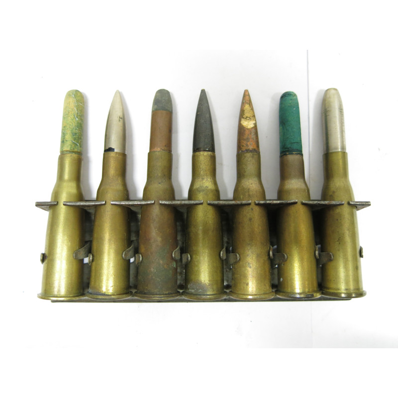 Lot de 7 cartouches fusil Lebel sur lame ref 566 categorie C 