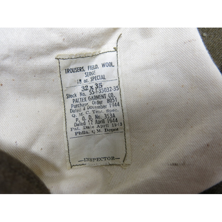 Pantalon moutarde US M37 original WW2 - 1944 ref 144 