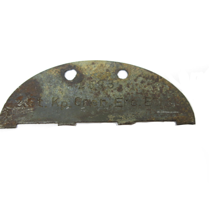 Demi plaque grenadier  identification originale Allemande Normandie  Ref 406