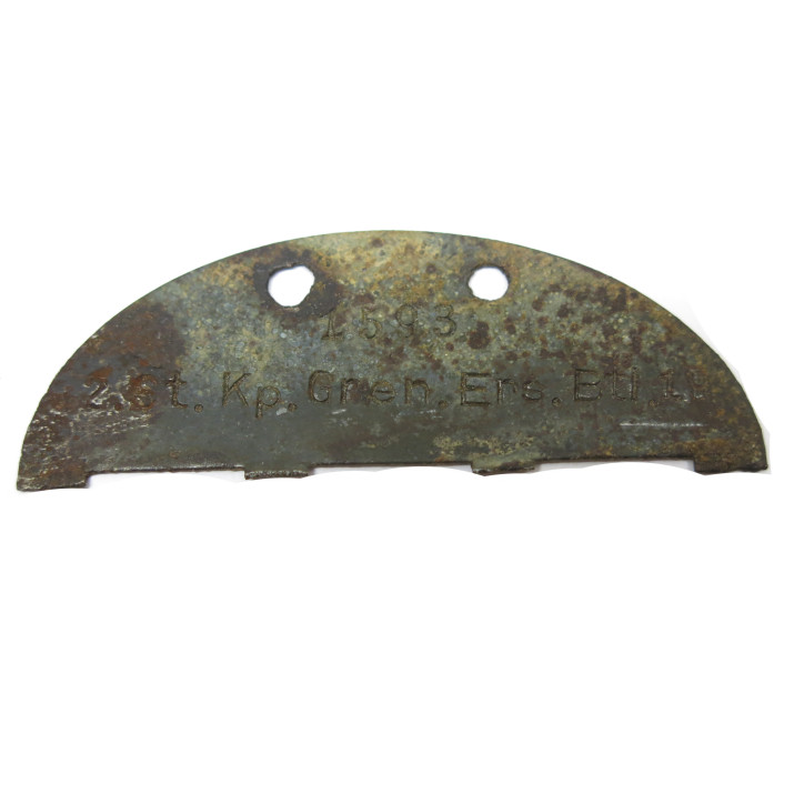 Demi plaque grenadier  identification originale Allemande Normandie  Ref 406