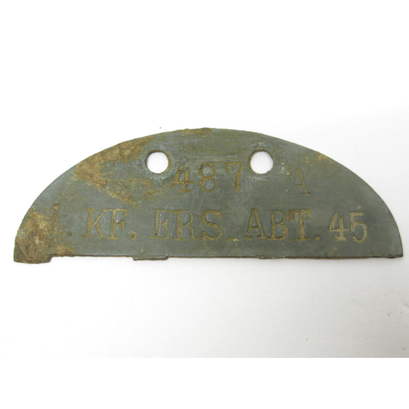 Demi plaque identification originale Allemande Normandie  Ref 402
