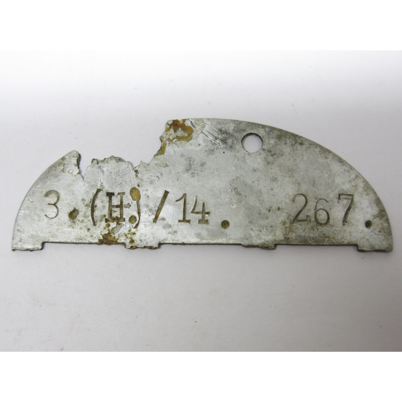 Demi plaque identification originale Allemande Normandie  Ref 404