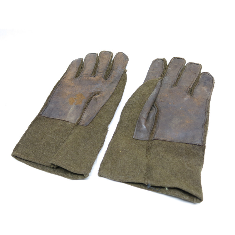 Paire de gants hiver US army en laine et cuir Réf 258 