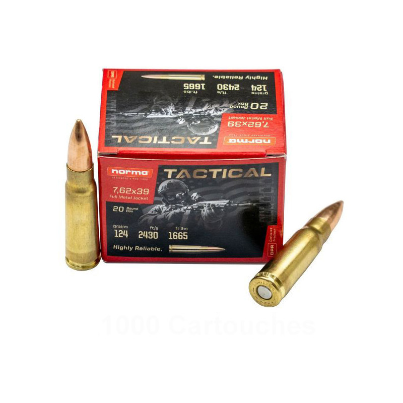 Boite de 20 cartouches AK 47 - 7.62x39 NORMA Tactical FMJ x 20 catégorie B 