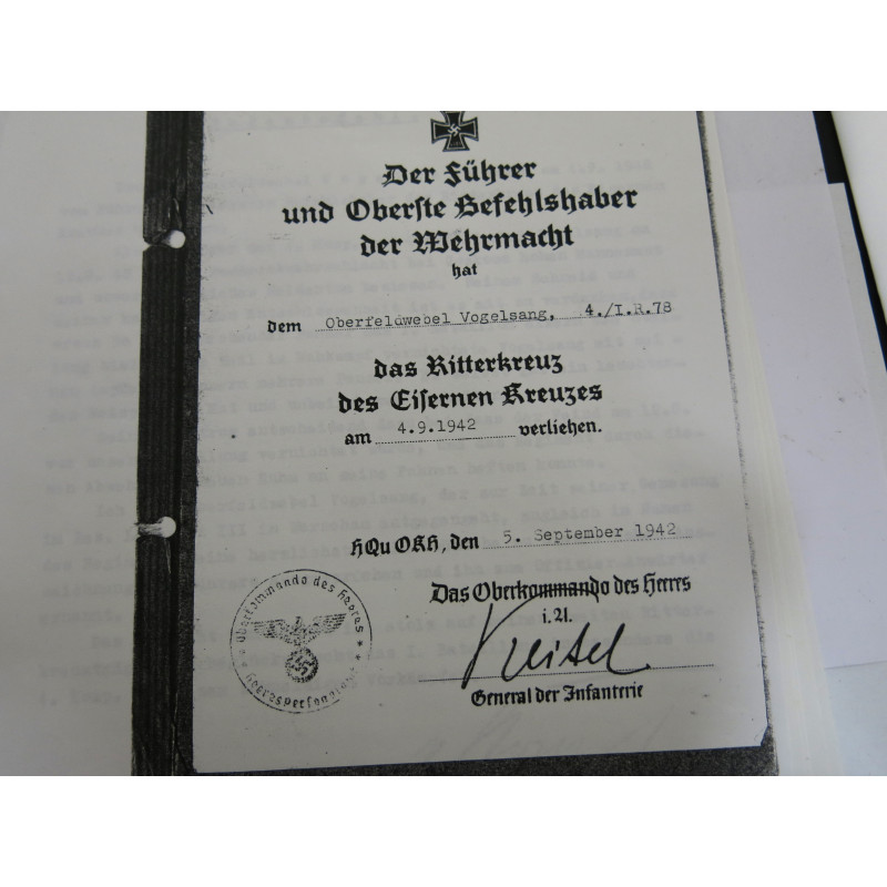 3 Photos dédicacées  Ritterkreuz 1942 soldat Vogelsang   ref  120 