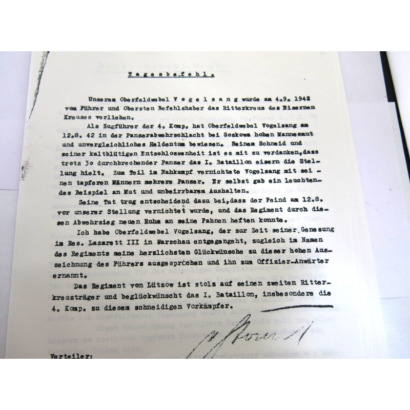 3 Photos dédicacées  Ritterkreuz 1942 soldat Vogelsang   ref  120 