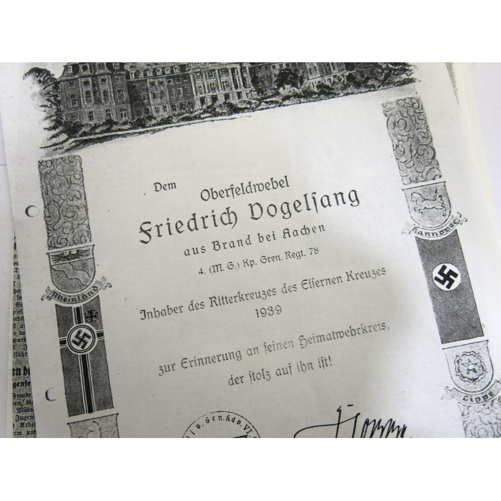 3 Photos dédicacées  Ritterkreuz 1942 soldat Vogelsang   ref  120 