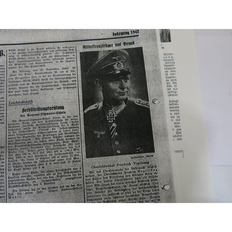 3 Photos dédicacées  Ritterkreuz 1942 soldat Vogelsang   ref  120 